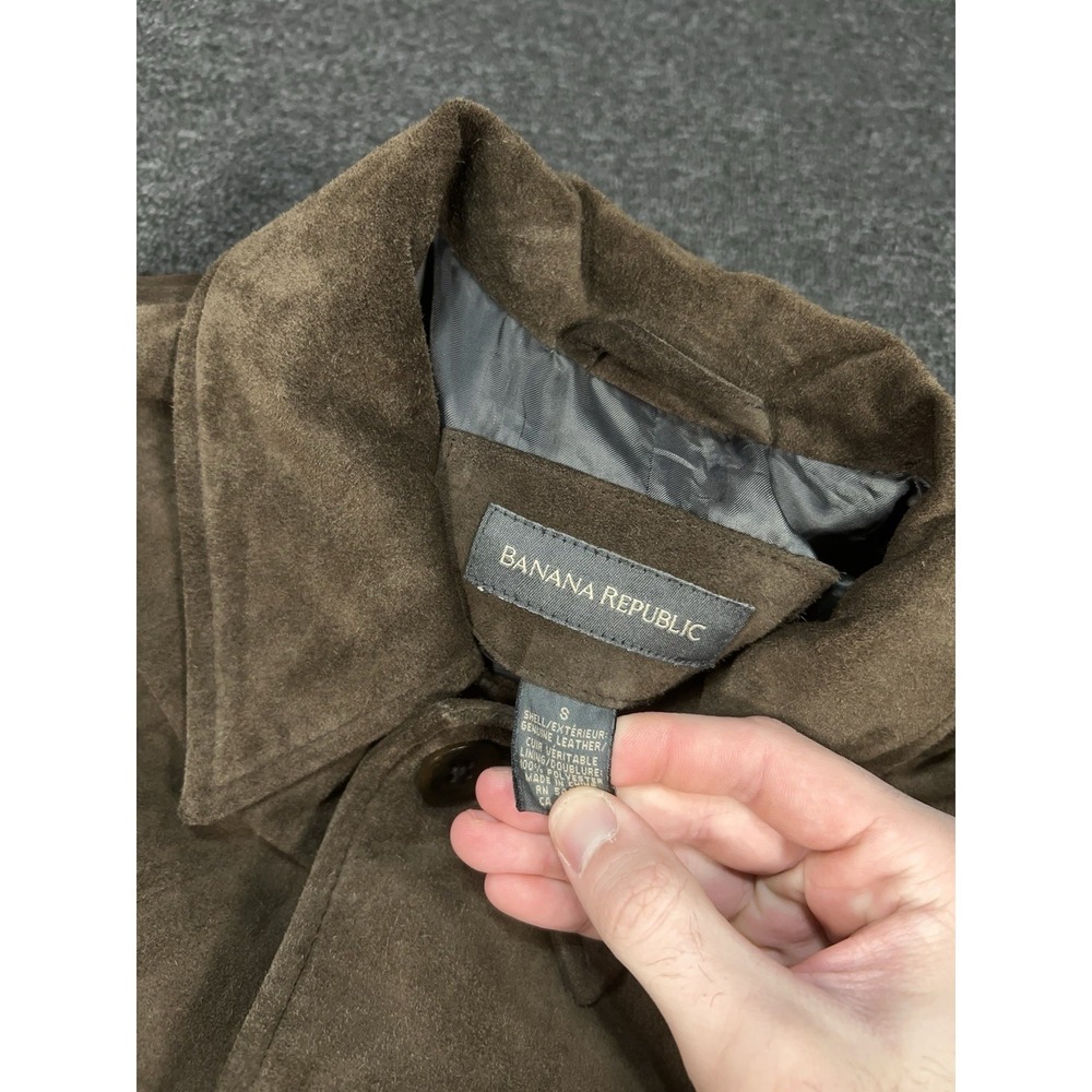 Vintage Banana Republic Brown Heavy Duty Suede Jacket Work Shirt Men's Small - Picture 4 of 7